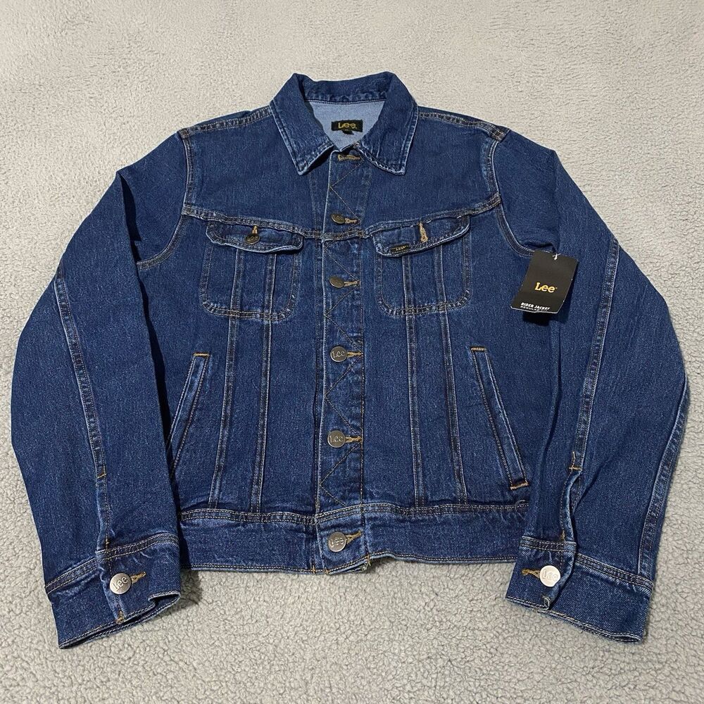 Lee Rider Denim Jacket Mens Medium Luther Blue Jean Regular Fit Trucker Moto NEW
